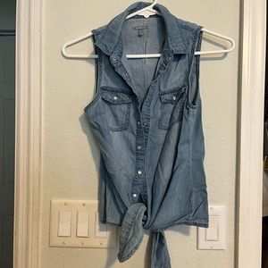 Charlotte Russe denim collared tank, size xs